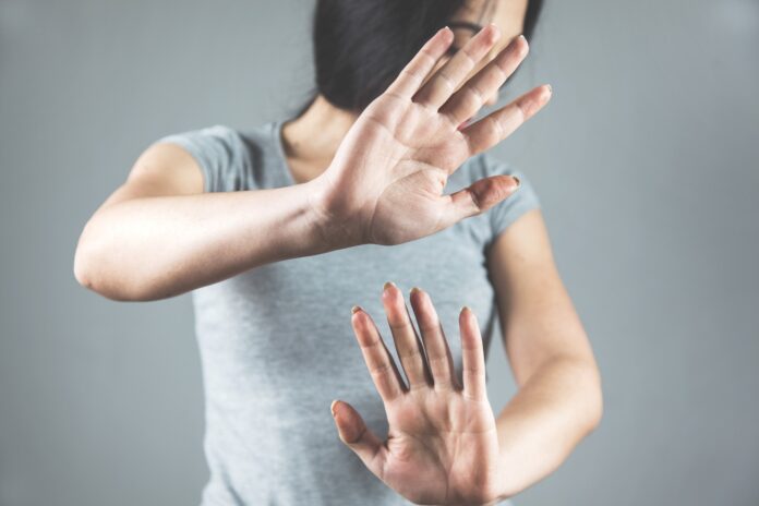 woman hand stop sign