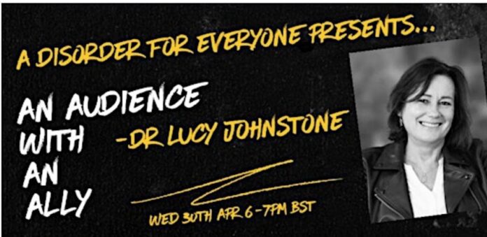 Bilde av Lucy Johnstone - A DISORDER FOR EVERYONE PRESENTS... AN AUDIENCE WITH AN ALLY - DR LUCY JOHNSTONE - ONSDAG 30. APRIL 2025