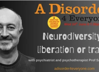 AD4E 24 juni: Nevromangfald: Fridom eller felle? Med professor Sami Timimi Plakat: A Disorder 4 Everyone arrangement 24 juni 2026: Nevromangfald: Fridom eller Felle? med Professor Sami Timimi