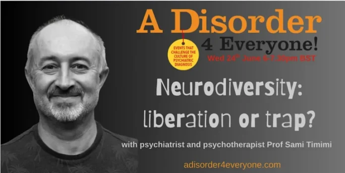 Plakat: A Disorder 4 Everyone arrangement 24 juni 2026: Nevromangfald: Fridom eller Felle? med  Professor Sami Timimi